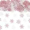 Confeti de Copos de Nieve Rosa Brillantes Más Vendido de Amazon para Invierno, Decoración de Mesa para Navidad y Nochevieja con Confeti de Papel