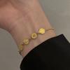Pingente Simples Ping An Bola Feliz Corrente de Bola Pulseira de Aço Titânio Pulseira de Aço Inoxidável Dourada 18k Celebridade da Internet Joias da Moda