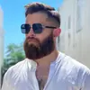 Gafas de Sol Cuadradas de Doble Puente Estilo Caliente Transfronterizas Douyin Personalidad Europea y Americana Montura Media Simple Estilo Piloto Moda para Hombres y Mujeres
