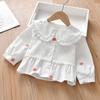 Camisas de Manga Comprida para Meninas 2026 Primavera e Outono Novo Estilo Camisas de Bebê Cardigans Estilosos para Crianças Tops e Acessórios Estilo Coreano
