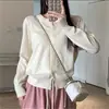 Cárdigan de punto fino de lana suave y amigable con la piel, formato grande para mujer, estilo coreano, abrigo exterior suelto, negro