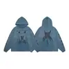 Sudadera con capucha de estilo europeo y americano, holgada y melancólica para la calle, cremallera Rich Second Generation Erd, manga corta de nicho