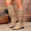 Botas apiladas color marrón caqui vintage estilo francés, botas de vaquero occidentales, botas altas primavera y otoño 2026, botas de mujer, botas largas estilo coreano
