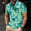 Moda Casual de Verano para Hombre, Tallas Grandes, Manga Corta, Estampado, Solapa Cruzada