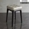 Cadeira de Jantar Doméstica Banqueta de Plástico Cadeira Espessada Bolsa Macia Banqueta Alta Empilhável Moderna Simples Banqueta de Jantar para Sala de Estar