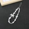 Cordão de laço de pérola DIY corrente pingente para capa de celular corrente pingente laço de pérola artificial com contas feito à mão