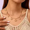 Colar Pingente Estrela do Mar e Concha Cruzada Europeu e Americano Mais Vendido para Mulheres, Corrente de Clavícula Versátil Estilo Férias na Praia de Verão