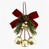 Colgante de puerta navideño transfronterizo lazo de terciopelo rojo decoración de campana de metal colgante accesorios para corona de árbol de Navidad al por mayor