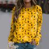 Camiseta de Halloween de manga larga con cuello redondo y personalidad informal con impresión digital 3D para mujer, nueva ropa de comercio exterior transfronterizo de otoño