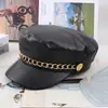 Sombrero Plano de PU Personalizado por el Fabricante, Sombrero de Sol y Protección Solar de Moda y Versátil para Mujer