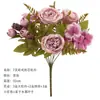 Flor artificial de peonía con núcleo de hortensia retro europea, ramo de simulación, venta al por mayor, decoración de escalera de boda, flor artificial, flor de seda