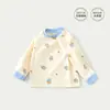 Ropa de otoño para bebé top individual algodón puro niña bebé recién nacido camiseta de manga larga primavera y otoño ropa interior para recién nacido sin costuras niño
