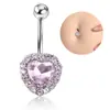 Piercing para Ombligo Doble Amor Transfronterizo al por Mayor Amazon Europeo y Americano Nuevo Simple Zircón Corazón de Durazno Piercing Joyería para Uña de Ombligo