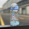 Taza de Plástico Linda de Doble Tapa para Beber Doble Estudiante de Aspecto Sofisticado Vaso de Agua con Pajita de Dibujos Animados Vaso Práctico Regalo de Verano Vaso de Agua