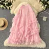 Falda Estilo Hada 2025 Primavera Temprana Nuevo Estilo Estilo Suave Sentido Avanzado Adelgazante Malla Amor Falda Abullonada Irregular