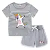 Camiseta de Verano Redonda de Unicornio Pantalones Cortos Casual Coreano Camiseta Básica Absorbente de Sudor Dulce Conjunto de Camisetas Interiores para Niños