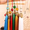 Novo cloisonne borla borla estilo antigo hanfu marcador pequeno pingente marcador U disco chaveiro cordão borla borla