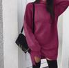 Aliexpress Amazon Transfronterizo Nueva Moda de Primavera Vestido de Punto de Invierno para Mujer Cuello Alto Suelto Camisa Larga Top