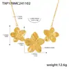 Juego de collar y pulsera con anillo de flor dorada de noria acero inoxidable chapado PVD color oro auténtico joyería que conserva el color venta al por mayor