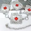 Estilo Étnico Geométrico de Lujo Ligero Vintage Cadena de Cintura con Rombos Rojos Incrustados con Pedrería Vestido Chaqueta Ropa Versátil para Mujer