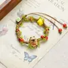 Jingdezhen Navidad Cerámica Cuerda Trenzada Pulsera Animales de Dibujos Animados Cuerda de Mano Joyería al por Mayor para Atracciones Turísticas Nicho Lujo Ligero