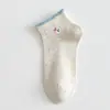 Calcetines de verano con punta de hilo y animales de dibujos animados para mujer, calcetines cortos, finos, transpirables y de algodón.
