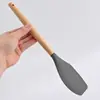 Ponto de Fábrica Cabo de Madeira Raspador de Silicone Amazon Ferramentas de Confeitaria Raspador de Bolo Raspador Grande com Cabo de Madeira