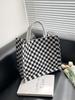 Bolso de Hombro Tote de Gran Capacidad 2024 Nuevo de Moda Texturizado Moderno Bolso de Mano para Viajar Casual Cuadros Bolso Grande para Mujer