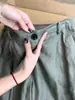 ¡Conjunto súper elegante! Pantalones de lino gris verdoso estilo 'old money' de pierna ancha para mujer, finos de verano, relajados, casuales, pantalones curvos