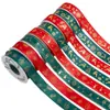 Cinta de poliéster de 2.5 cm con estampado dorado para árbol de Navidad, regalo y empaque de caja de regalo, cinta decorativa navideña, DIY