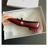 Novos Sapatos de Couro Pequenos Estilo Francês Sola Grossa Retrô Sapatos Mary Jane Femininos Boca Rasa Bico Redondo Pequeno Botão Dourado Sapatos Baixos