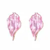 Pendientes de aleación con diseño irregular plisado y gota de aceite en forma de hoja, de moda, estilo minimalista, de lujo ligero, de venta caliente en Europa y América, versátiles para el uso diario de mujeres