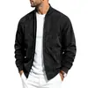Jaqueta esportiva casual com zíper e gola alta, cardigã de manga comprida, design patchwork de cor sólida em camurça, masculino, europeu e americano, transfronteiriço