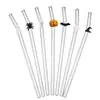 Popotes de Vidrio de Halloween Forma de Calavera Decoración Personalizada Set Combinado Transparente Fabricante de Origen Suministro Transfronterizo