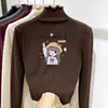 Ropa interior de felpa para niñas Otoño Invierno Nuevo Estilo Cuello medio alto fruncido Elegante Cálido Top interior para niños medianos y grandes Manga larga