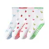 Calcetines de Yoga para Mujer de Media Pantorrilla con Lazo de Fresa y Estampado de Aguacate, Profesionales Antideslizantes para Fitness, Pilates y Deportes