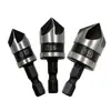 Herramienta de Chaflán de Cinco Hojas con Vástago Hexagonal de 3 Piezas Abreagujeros de 90 Grados Herramienta de Desbarbado para Carpintería Broca de Chaflán