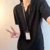 Camiseta de Manga Corta Estilo Chanel Espiga Cuello en V para Pareja de Verano para Hombre, Estilo Retro Americano Perezoso, Holgada y Versátil