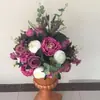 Flor Artificial Huajia Guía de Camino de Boda Bola de Flores Decorativa Rosa Peonía Hortensia Columna Romana Candelabro Decoración de Mesa