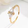 Anillo Triangular Geométrico Abierto de Plata de Ley S925 Chapado en Oro con Circonita de Diamante para Mujer Moda Lujoso Accesible Elegante Anillo Pulsera