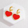 AliExpress Wish Venta Caliente Celebridad de Internet Sencillos Acero Inoxidable Goteo de Aceite Aretes de Clavo de Amor Accesorios para Orejas de Lujo Ligero de Sentido Avanzado