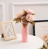 Jarrón de plástico nórdico para sala de estar, arreglo floral de boca redonda, decoración moderna tallada, jarrón de boca redonda al por mayor