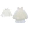 Conjunto de Falda de Gasa para Pastel para Niñas, Estilo Primavera y Otoño, Moda Coreana para Niñas Pequeñas, Elegante Conjunto de Dos Piezas para Niños Pequeños, Atuendo de Primavera