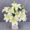 Nova flor artificial impressa em 3D com 9 cabeças e frutas, flor artificial de planta lírio, decoração interna estilo ins, ornamento para arranjo de flores