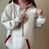 Sudadera con capucha casual de bloqueo de color retro americano para hombres y mujeres, top holgado oversize de moda para primavera y otoño