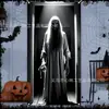 Serie de cortinas de puerta de Halloween más vendida transfronteriza, con impresiones de alta definición de payasos sangrientos, calaveras y otras decoraciones espeluznantes para la festividad.