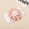 Novos Acessórios de Cabelo Europeus e Americanos para Crianças Faixa de Cabelo com Flor de Jacquard de Nylon para Bebê Faixa de Cabeça com Contraste de Girassol para Fontanela de Bebê