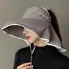 Sombrero de Sol de Estilo Nuevo 2026 con Ala Ancha para Mujer, Protección del Cuello, Cubre Rostro, Anti-UV, Sombrero de Copa Abierta, Se Puede Usar para Cola de Caballo, Sombrero para el Sol