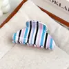 Pinza para el Cabello Bofiya de Rayas de Colores Estilo Coreano, Pinza Fresca y Elegante para Cola de Caballo con Bloques de Color, Pasador Versátil, Accesorio para el Cabello