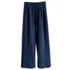 Calça Casual Esportiva Larga de Lã Grossa Forrada para Mulheres, Estilo Novo, Estilo Preguiçoso, Cintura Alta, Solta, Caimento Fluido, Perna Reta, Calça de Moletom Longa